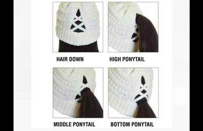 Knit Criss Cross Ponytail Hat