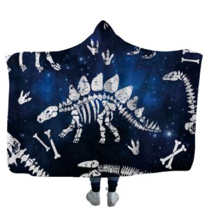 Dinosaur Skelton Hooded Blanket