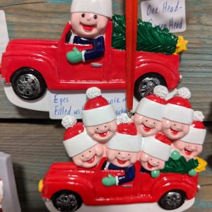 Red Truck Family Resin Ornament