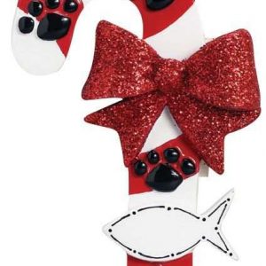 Cat Candy Cane Resin Ornament