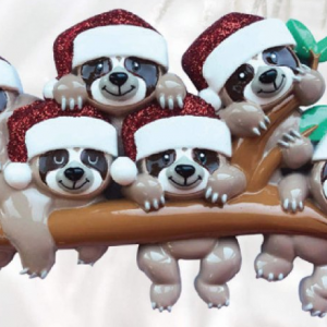 Sloth Family Resin Ornament
