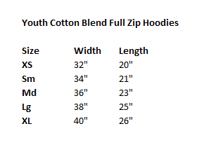 Youth Cotton Blend Full Zip Hoodies